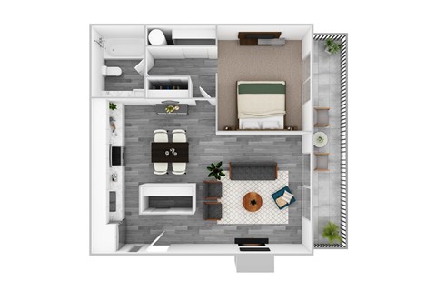 Floor plan for 1 bed, 1 bath, 680 sqft